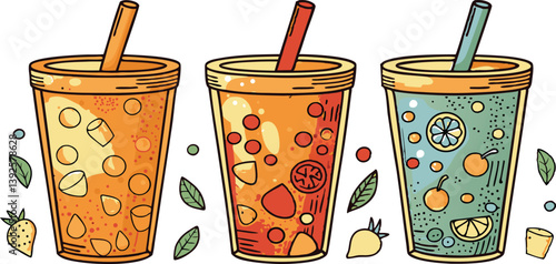 Refreshing Fruit Juice Drinks Summer Beverage Collection