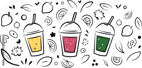 Refreshing Fruit Smoothies Three Delicious Drinks, Healthy Lifestyle