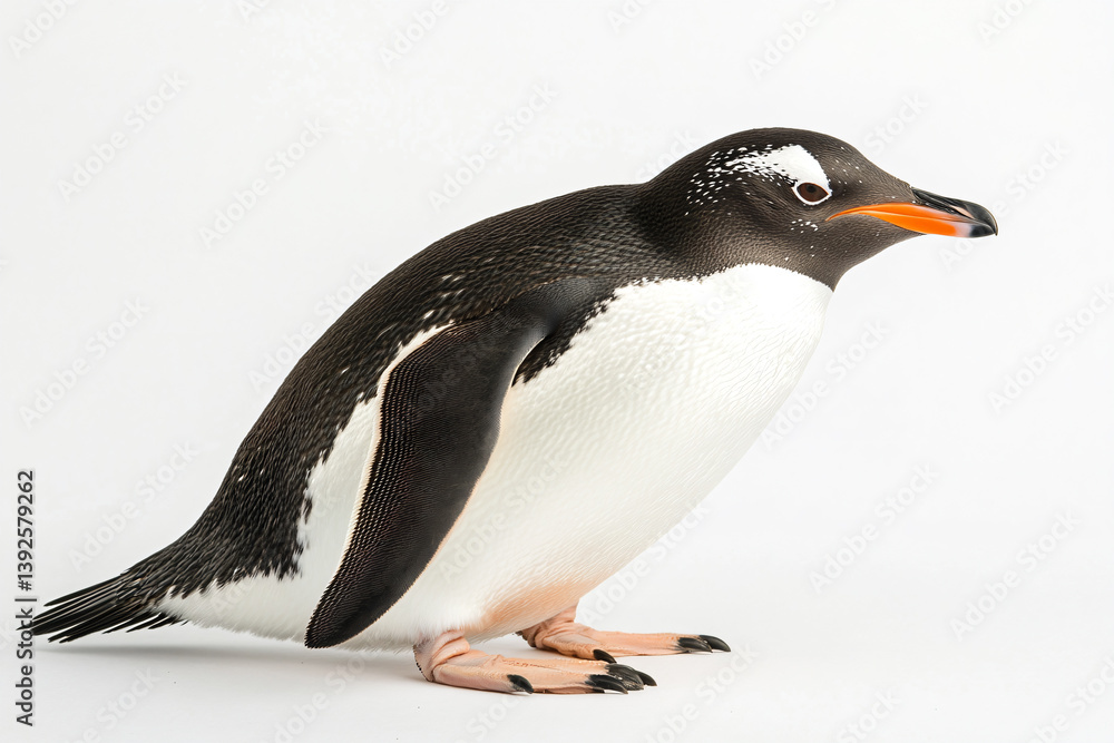 Obraz premium a penguin is standing on a white surface