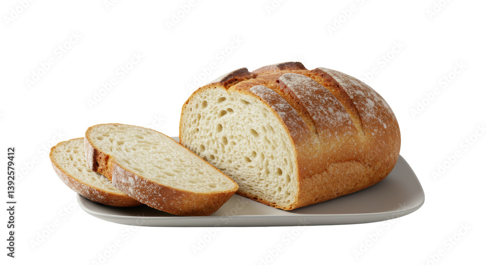 Isolated Sliced Loaf of Bread on a Serving Plate Isolated Sliced Loaf of Bread on a Serving Plate