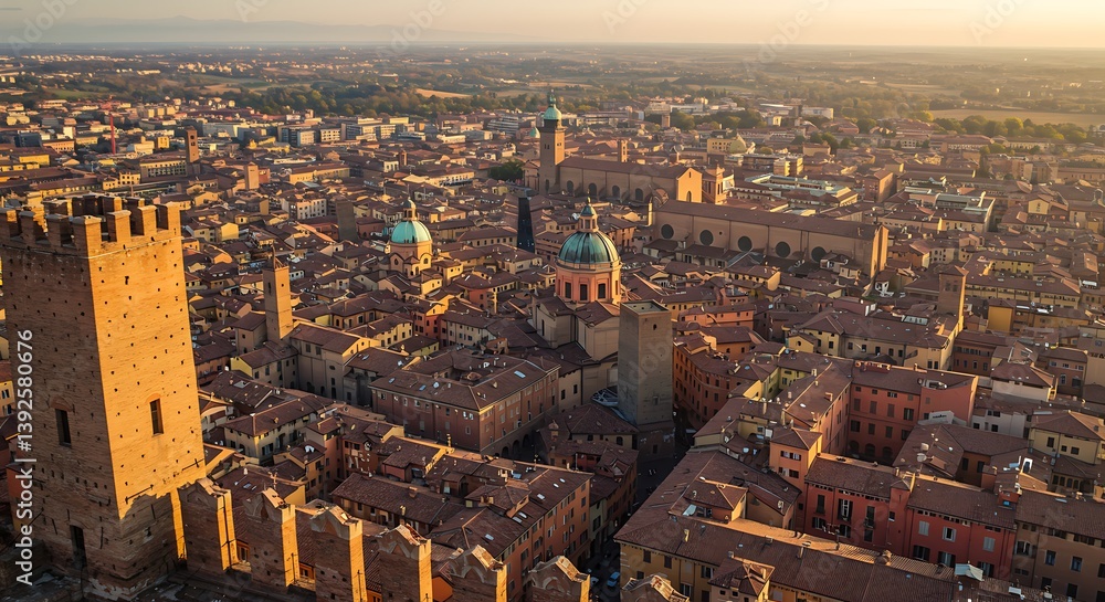 Obraz premium Golden Hour Above Terracotta Roofs AI Generated