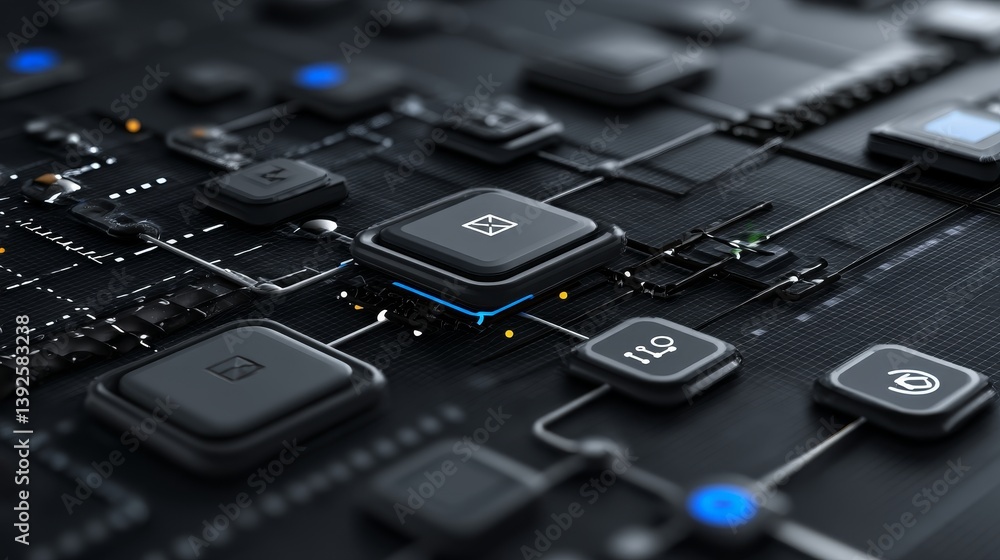A muted background provides the setting for a minimalist tech grid marked by sleek lines A muted background provides the setting for a minimalist tech grid marked by sleek lines