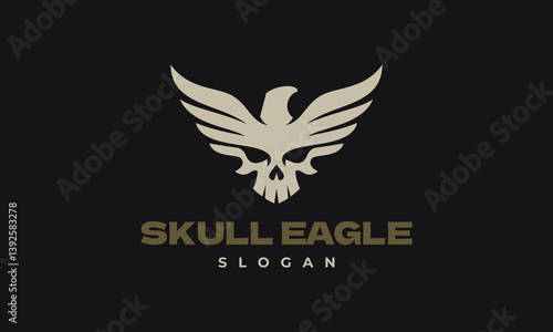skull with eagle logo vector illustration, logo template