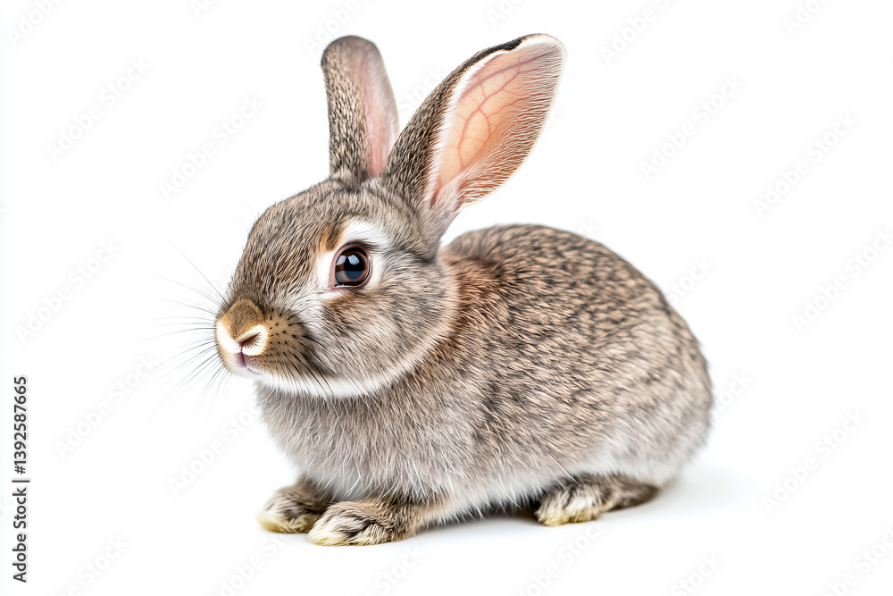 Obraz premium a rabbit with a long ear sitting on a white surface