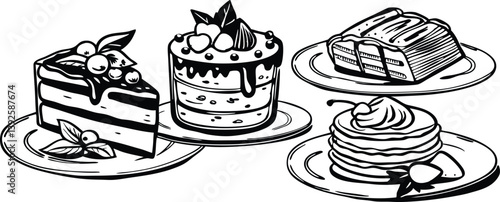 Delicious Cakes, Pastries, and Pancakes Sweet Treats Collection