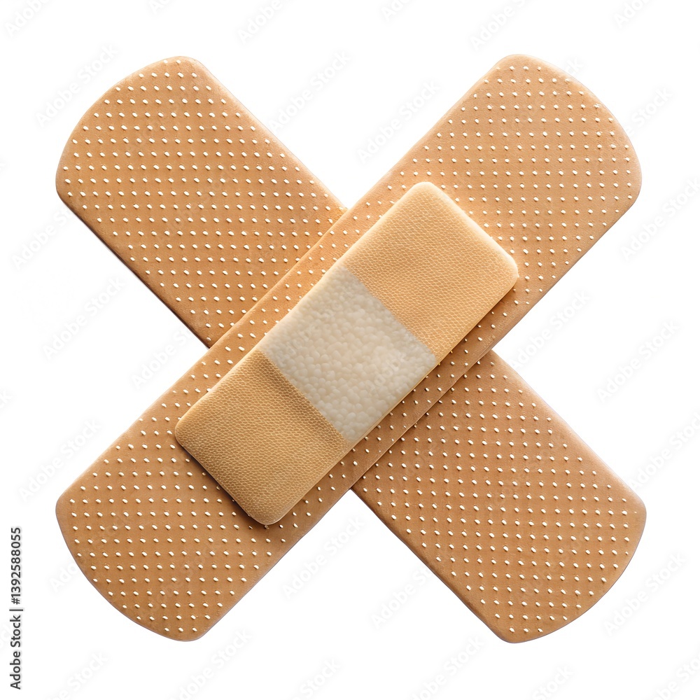 Adhesive band aid isolated on white background, top view, clipping path Adhesive band aid isolated on white background, top view, clipping path