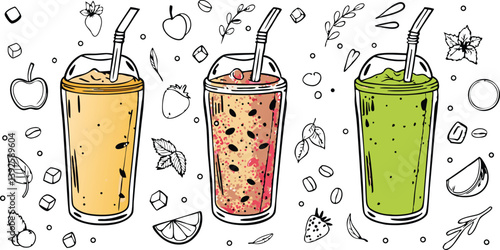 Refreshing Smoothie Trio Apple, Strawberry, and Green Blend