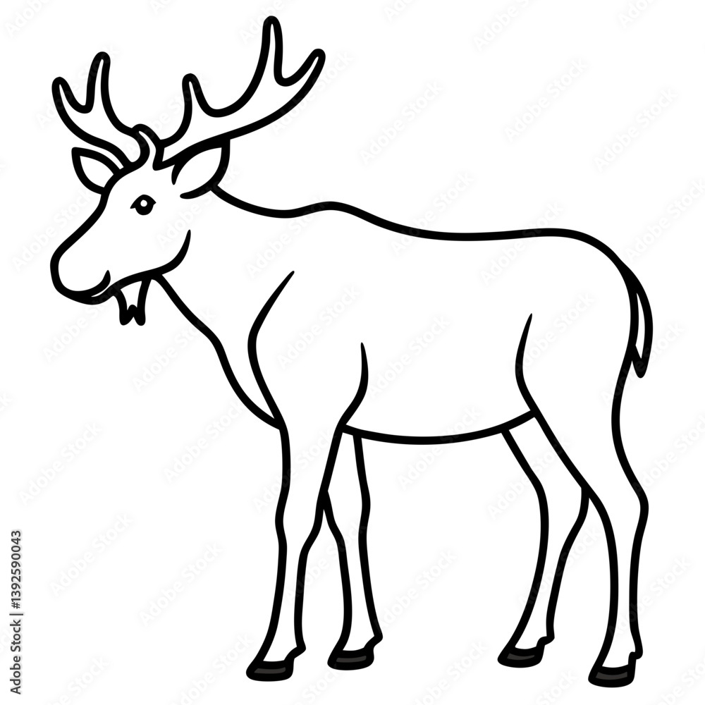 Obraz premium Single Line Moose Illustration in Vector