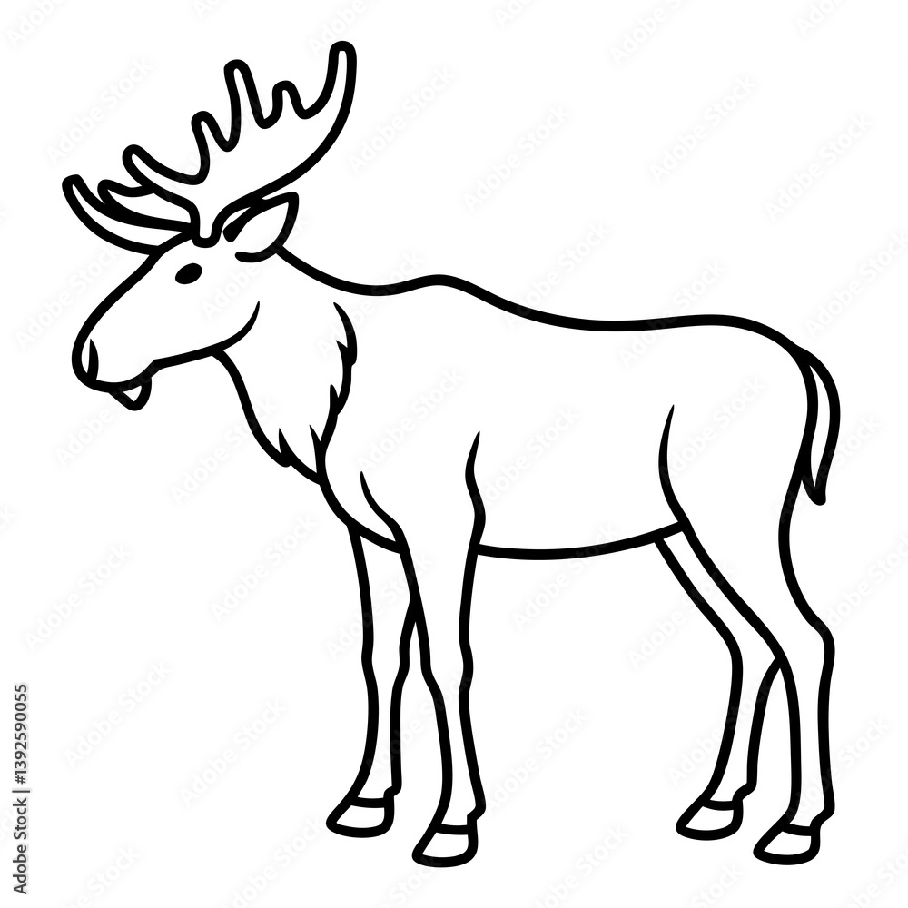 Obraz premium Single Line Moose Illustration in Vector