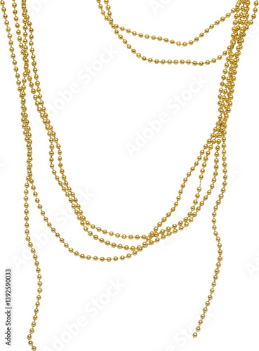 gold beads on transparent background, png