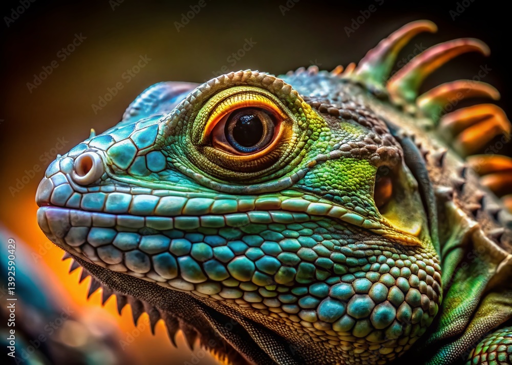 Fototapeta premium Stunning Long Exposure Macro Photography of a Detailed Lizard A CloseUp Exploration of Reptile Anatomy and Texture