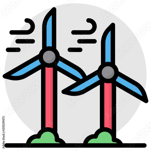 Windmills icon, editable vector
