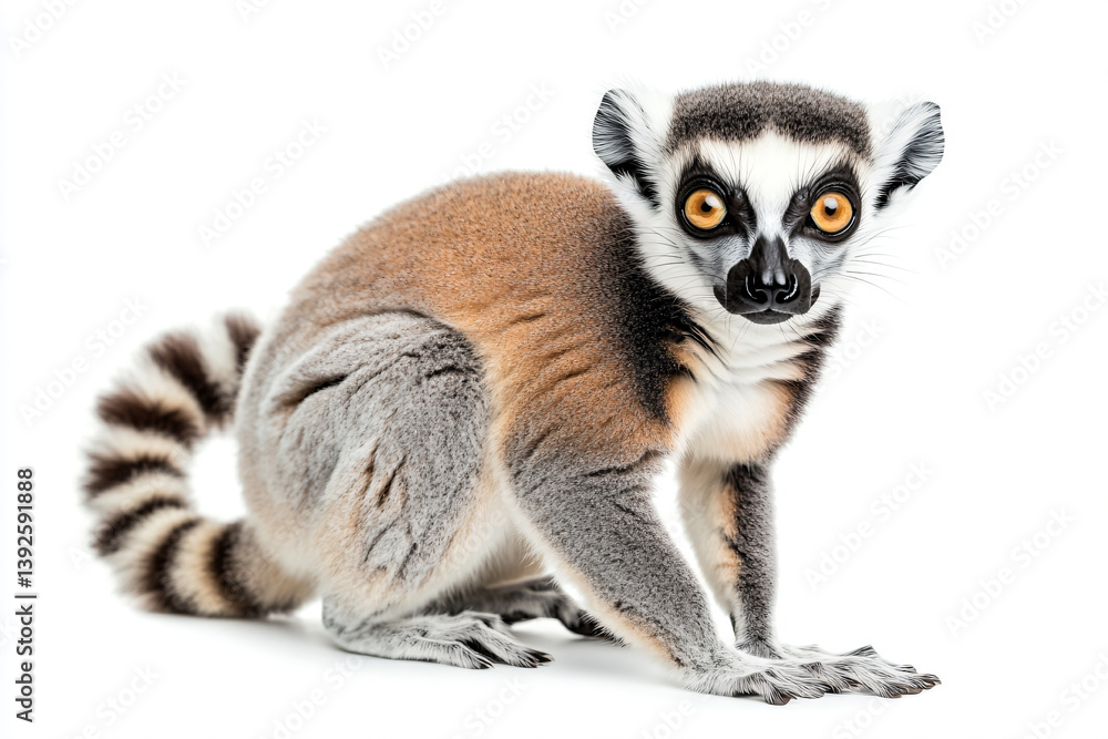 Obraz premium a lemur sitting on a white surface with a white background