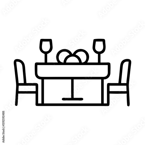 Dinner table setting vector icon illustration for restaurant dining and formal event design element needs