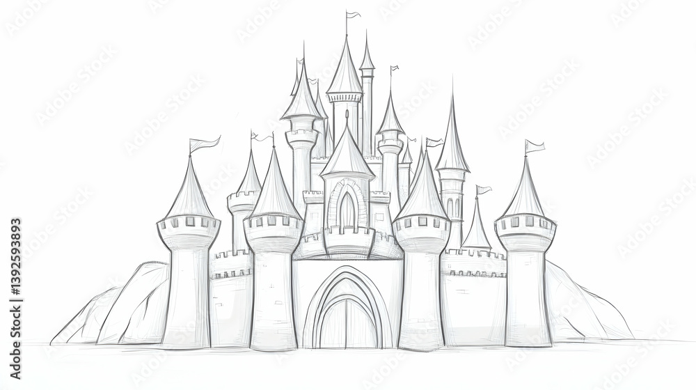Obraz premium easy castle drawing illustration