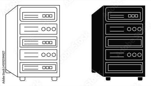 server icon, server room silhouette design. vector illustration