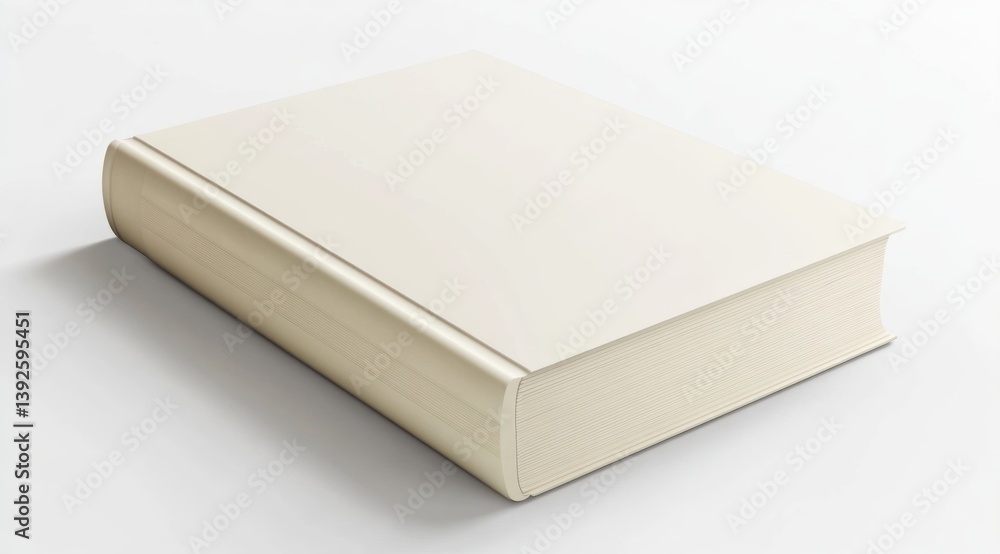 3D rendering of a blank book cover on a white background with a shadow and soft lighting 3D rendering of a blank book cover on a white background with a shadow and soft lighting