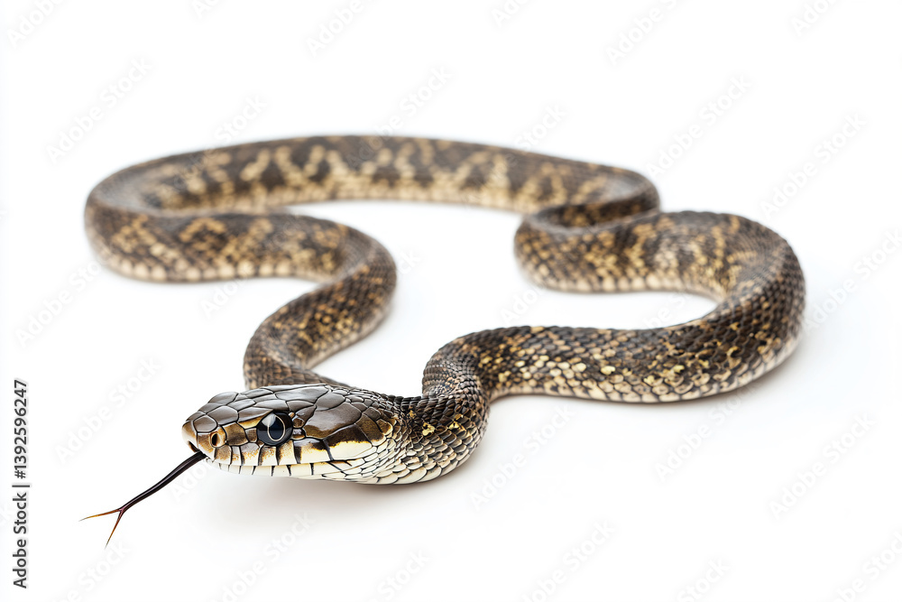 Fototapeta premium a snake with a long tongue on a white surface