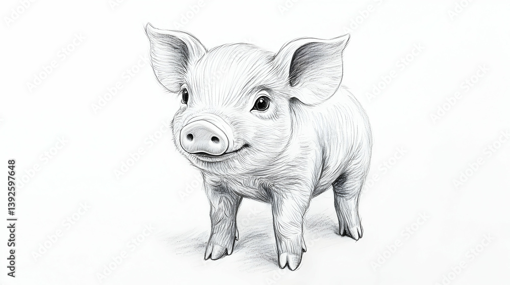 Obraz premium piglet drawing easy illustration