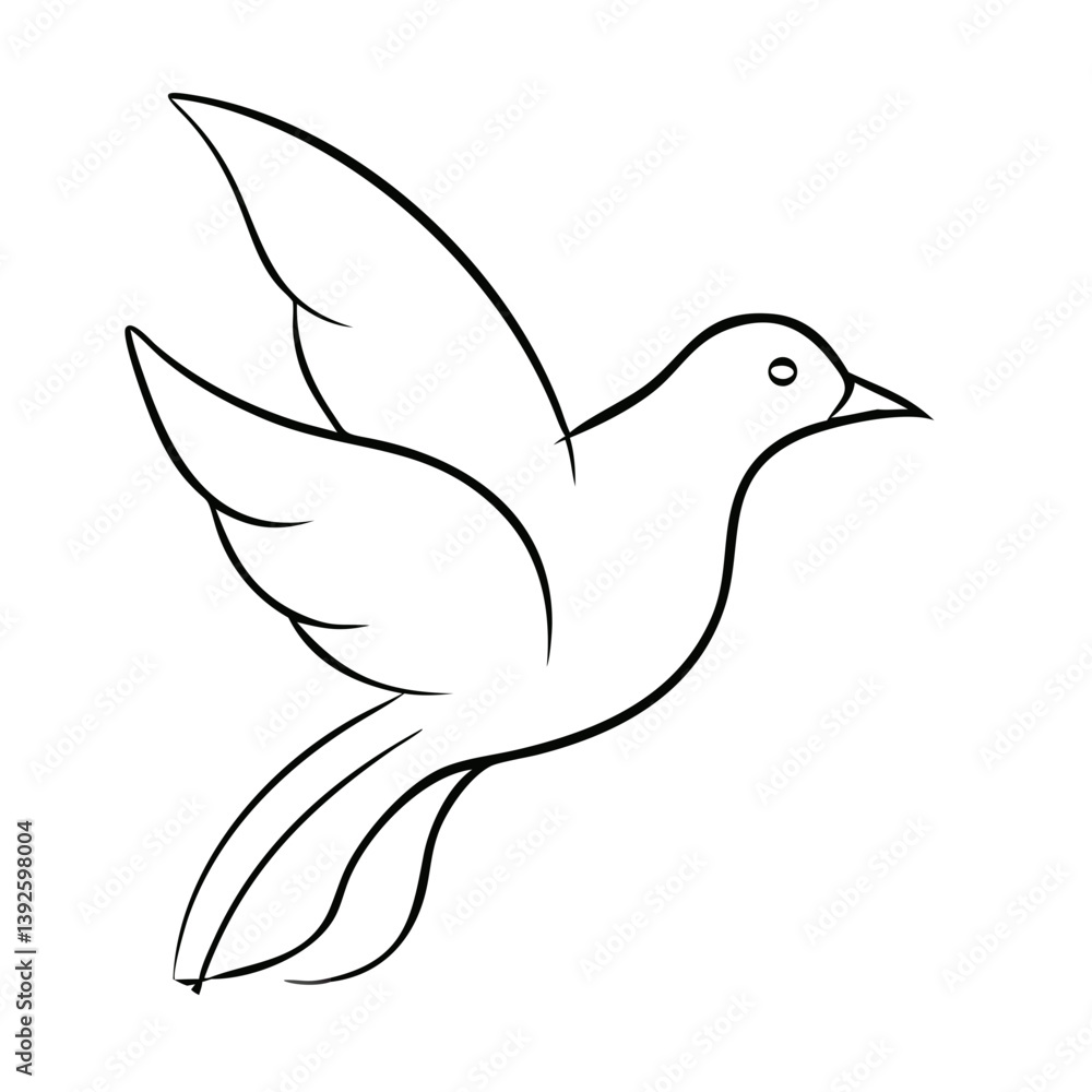 Bird flying in black and white minimalist line art Bird flying in black and white minimalist line art