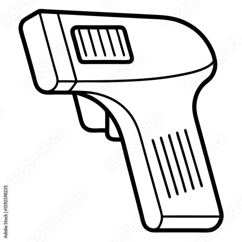 Barcode Scanner Line Art Drawing for Coloring Book Page