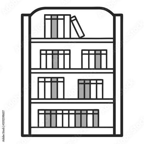 Bookcase Line Art Drawing for Coloring Book Page