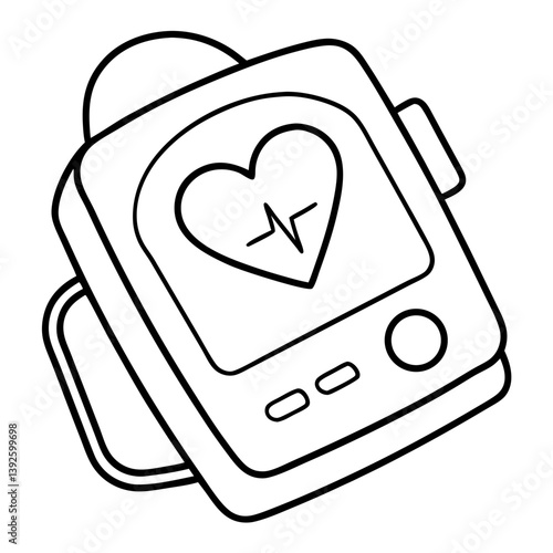 Defibrillator Line Art Drawing for Coloring Book Page