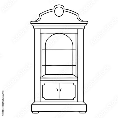 Display Cabinet Line Art Drawing for Coloring Book Page