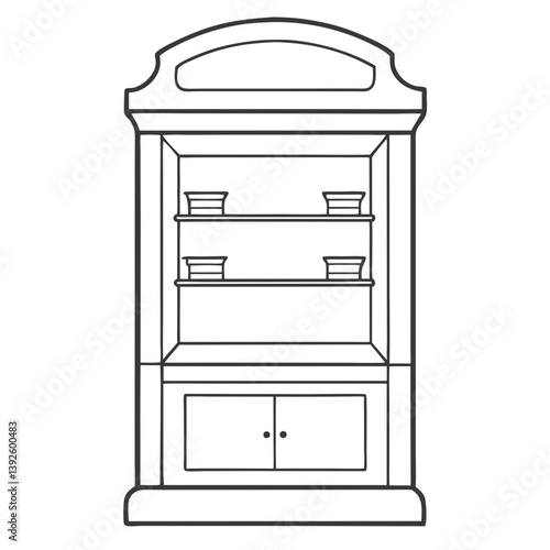 Display Cabinet Line Art Drawing for Coloring Book Page
