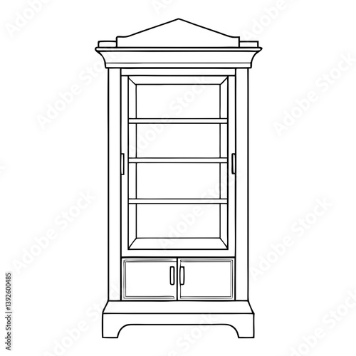 Display Cabinet Line Art Drawing for Coloring Book Page
