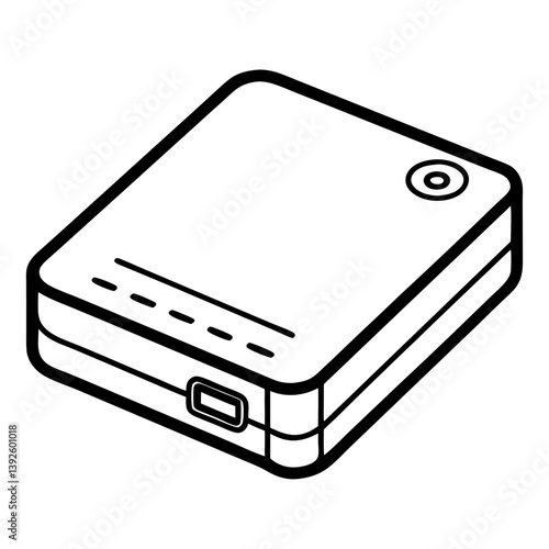 External Hard Drive Line Art Drawing for Coloring Book Page