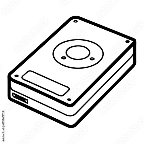 External Hard Drive Line Art Drawing for Coloring Book Page