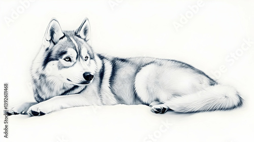 drawing of a siberian husky illustration