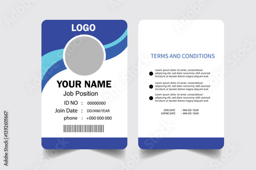 Modern and clean business id card template. professional id card design template with blue color. corporate modern business id card design template