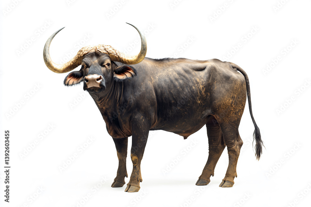 a bull with horns standing on a white surface a bull with horns standing on a white surface