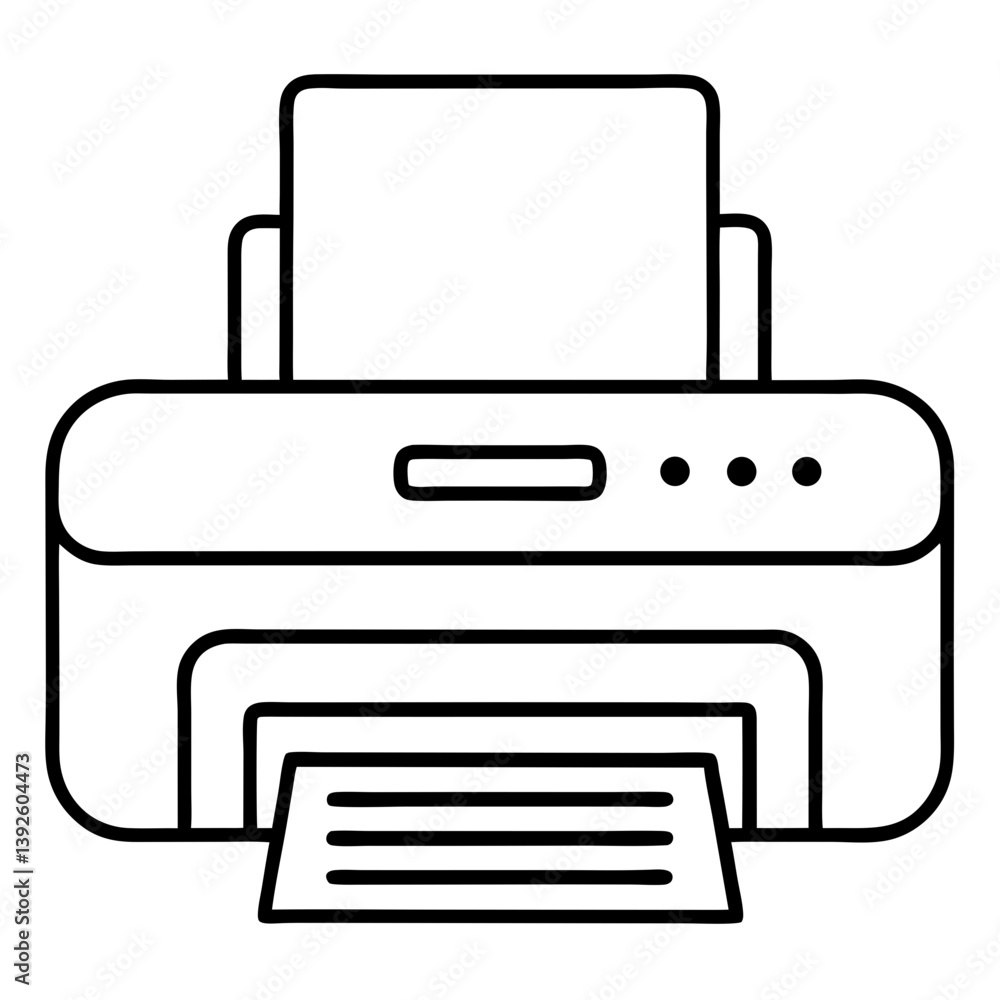 Printer Coloring Book Page – Line Art Outline Drawing for Technology and Office Equipment Illustration Printer Coloring Book Page – Line Art Outline Drawing for Technology and Office Equipment Illustration