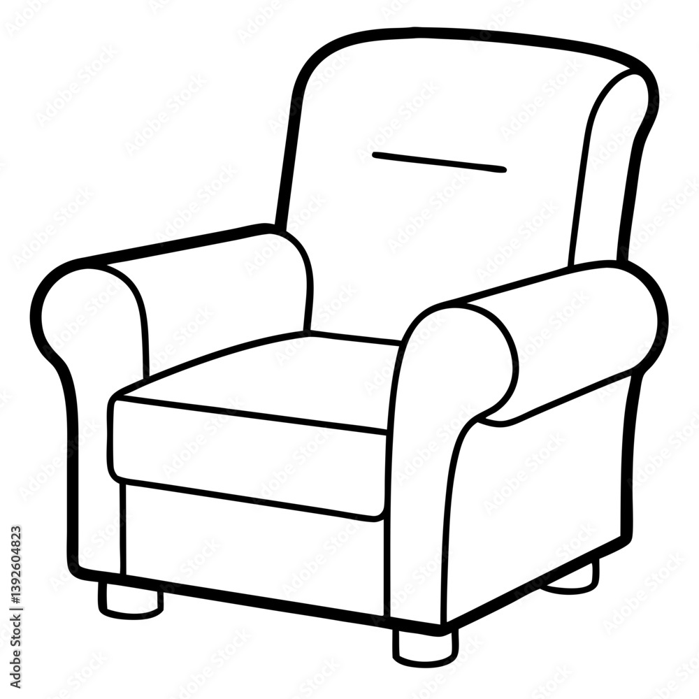 Recliner Coloring Book Page – Line Art Outline Drawing for Furniture and Home Comfort Illustration Recliner Coloring Book Page – Line Art Outline Drawing for Furniture and Home Comfort Illustration