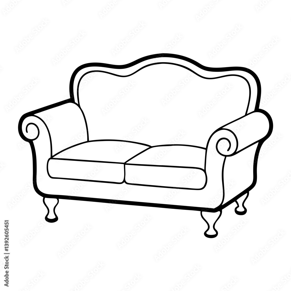 Sofa Coloring Book Page – Line Art Outline Drawing for Furniture and Home Decor Illustration Sofa Coloring Book Page – Line Art Outline Drawing for Furniture and Home Decor Illustration