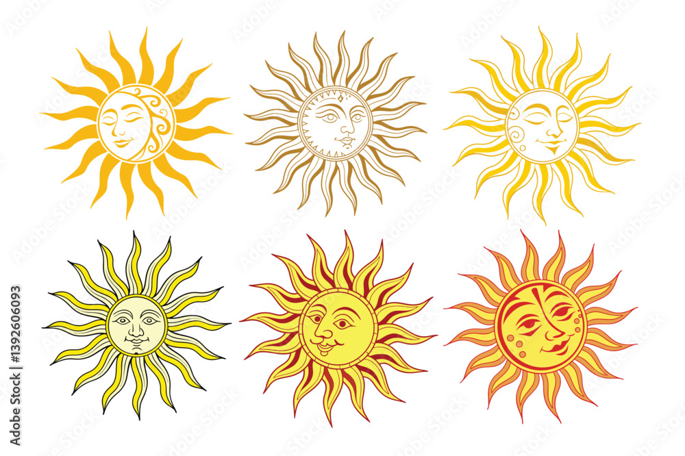 A Bundle of Sun icon summer element vector cartoon illustration with White background A Bundle of Sun icon summer element vector cartoon illustration with White background