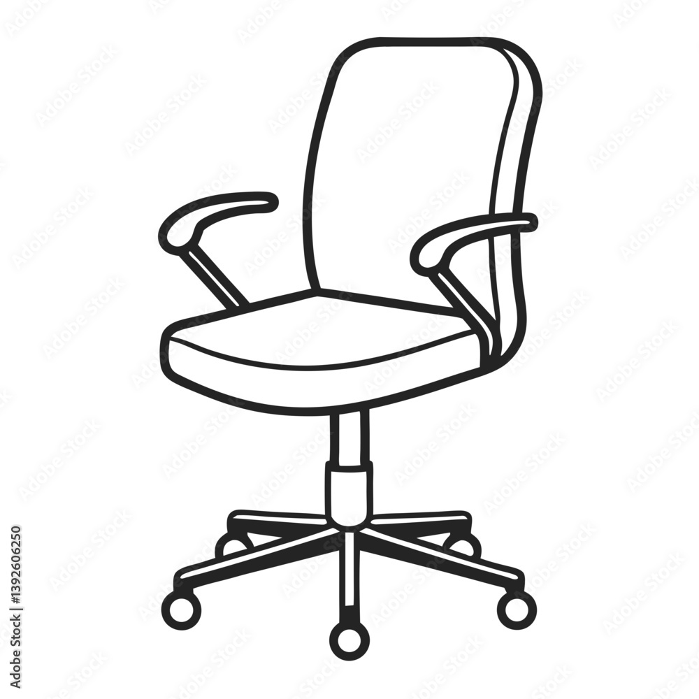 Task Chair Coloring Book Page – Line Art Outline Drawing for Furniture and Office Illustration Task Chair Coloring Book Page – Line Art Outline Drawing for Furniture and Office Illustration