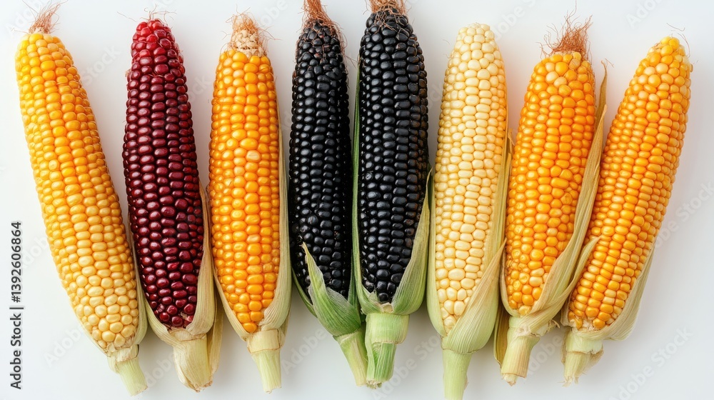 isolated organic fresh corn or maize on a white background.