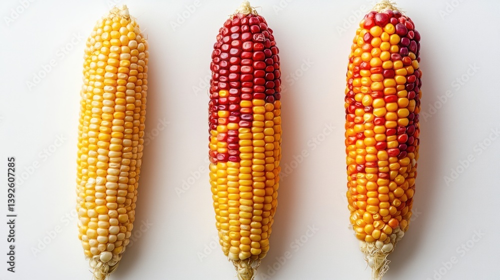 isolated organic fresh corn or maize on a white background.