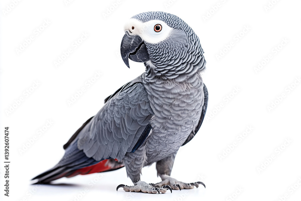 Fototapeta premium a parrot standing on a white surface with its wings spread