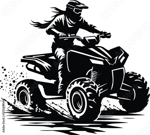 Vector illustration of ATV quad wheeler - ATV quad bike Rider, motocross rider silhouette, design, art