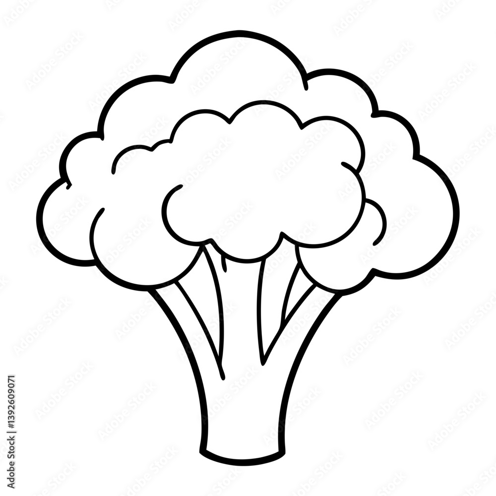 Broccoli Coloring Book Page – Line Art Outline Drawing for Vegetable Botanical Illustration Broccoli Coloring Book Page – Line Art Outline Drawing for Vegetable Botanical Illustration