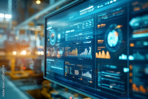 Wallpaper Mural Futuristic Data Visualization Dashboard in a High-Tech Industrial Setting Torontodigital.ca