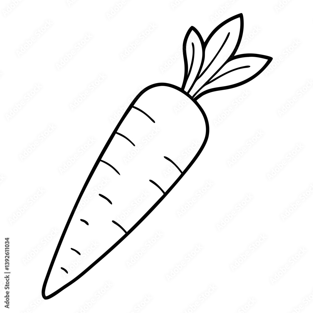 Carrot Coloring Book Page – Line Art Outline Drawing for Vegetable Botanical Illustration Carrot Coloring Book Page – Line Art Outline Drawing for Vegetable Botanical Illustration
