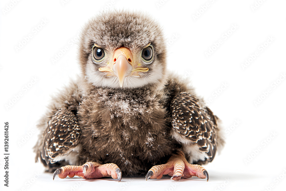 Fototapeta premium a small owl sitting on a white surface