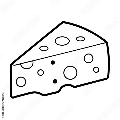 Cheese Coloring Book Page – Line Art Outline Drawing for Food and Kitchen Illustration