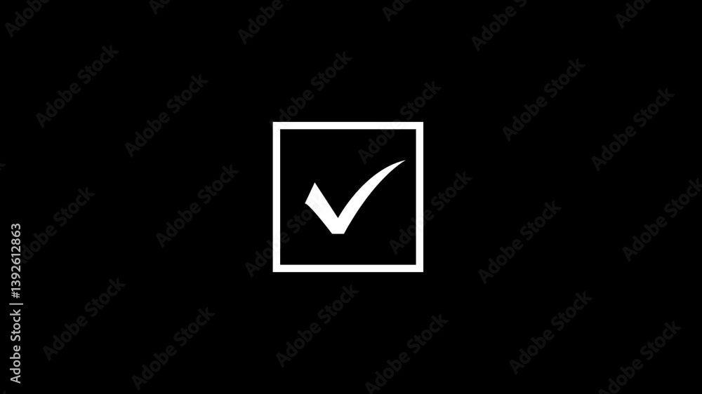 Check mark icon on black background. Tick mark icon, Right mark icon animation . Tick box, green checkmark concept. Check mark icon on black background. Tick mark icon, Right mark icon animation . Tick box, green checkmark concept.